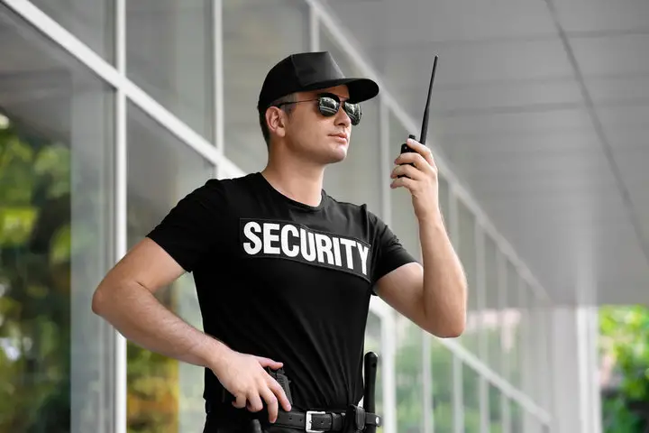 Unarmed American Universal Security Guard on duty